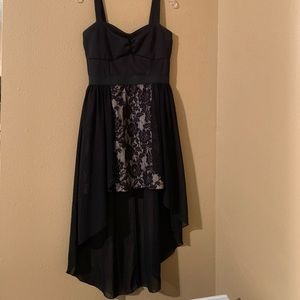 High low Black and Tan dress with lace detail
